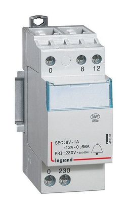 Трансформатор для цепей звуковой сигнализации - 230 В//12-8 В - 0,66-1 А - 8 ВA