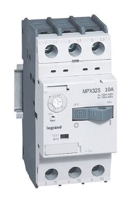 Силовой автомат для защиты двигателя MPX³ 10А 3P, термомагнитный расцепитель, 417310